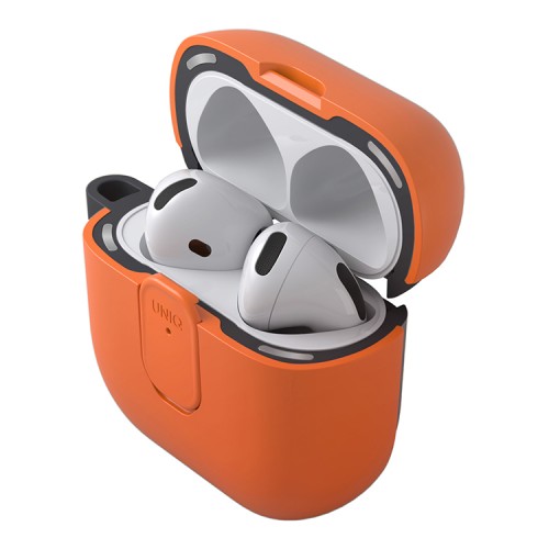 Uniq для Airpods 4 чехол CLYDE Lock case Volt Orange/Charcoal