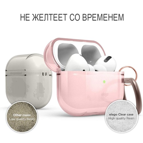 Чехол Elago Clear Hang case для AirPods Pro, розовый