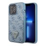 (Уценка) Чехол Guess PU 4G Double cardslot Metal triangle logo Hard для iPhone 13 Pro Max, голубой