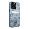 (Уценка) Чехол Guess PU 4G Double cardslot Metal triangle logo Hard для iPhone 13 Pro Max, голубой