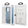 (Уценка) Чехол Guess PU 4G Double cardslot Metal triangle logo Hard для iPhone 13 Pro Max, голубой
