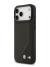 BMW для iPhone 17 Pro чехол M-series PU Carbon/Smooth Metal logo Hard Black/Red (MagSafe)