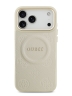 Guess для iPhone 17 Pro чехол PU Saffiano Peony Metal logo Gold camera Hard Beige (MagSafe)
