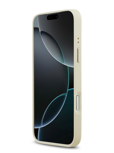 Guess для iPhone 17 Pro чехол PU Saffiano Peony Metal logo Gold camera Hard Beige (MagSafe)
