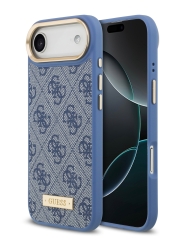 Guess для iPhone Air чехол PU 4G Plate metal logo and Gold camera Hard Blue (MagSafe)