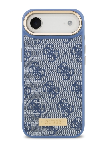 Guess для iPhone Air чехол PU 4G Plate metal logo and Gold camera Hard Blue (MagSafe)