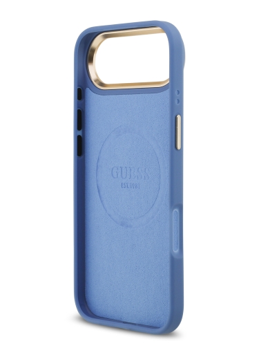 Guess для iPhone Air чехол PU 4G Plate metal logo and Gold camera Hard Blue (MagSafe)