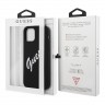 Чехол Guess Liquid Silicone Script logo для iPhone 12 Pro Max, черный/белый