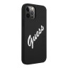 Чехол Guess Liquid Silicone Script logo для iPhone 12 Pro Max, черный/белый