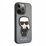Чехол Karl Lagerfeld PU Saffiano Ikonik Patch (metal) Hard для iPhone 13 Pro, серебристый