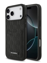 Karl Lagerfeld для iPhone 17 Pro чехол PU Saffiano Monogram with Cardslot Hard Black