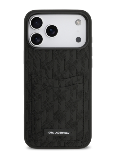 Karl Lagerfeld для iPhone 17 Pro чехол PU Saffiano Monogram with Cardslot Hard Black