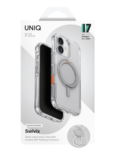 Uniq для iPhone 17 чехол Swivix with 360-Rotating stand Lucent Clear (Magsafe)