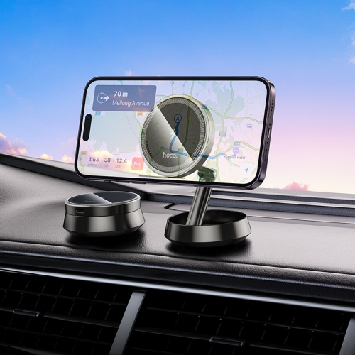 HOCO автодержатель с беспроводным ЗУ HW33 Metal ring Magnetic wireless car holder (Dashboard) Metal Gray