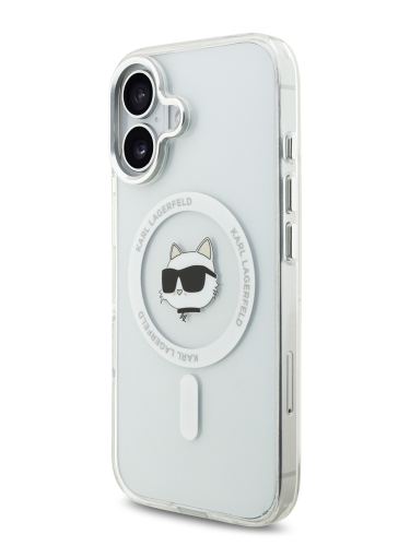 Karl Lagerfeld для iPhone 17 чехол IML NFT Choupette Head Metal camera Hard White (MagSafe)