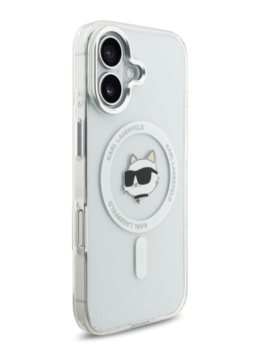 Karl Lagerfeld для iPhone 17 чехол IML NFT Choupette Head Metal camera Hard White (MagSafe)