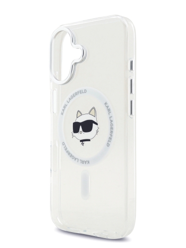 Karl Lagerfeld для iPhone 17 чехол IML NFT Choupette Head Metal camera Hard White (MagSafe)