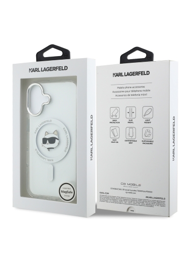Karl Lagerfeld для iPhone 17 чехол IML NFT Choupette Head Metal camera Hard White (MagSafe)