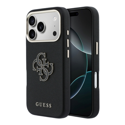Guess для iPhone 17 Pro Max чехол Saffiano Full Wrapped 4G Big Resin logo Metal Cam Hard Black
