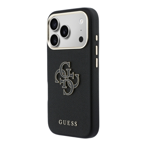 Guess для iPhone 17 Pro Max чехол Saffiano Full Wrapped 4G Big Resin logo Metal Cam Hard Black