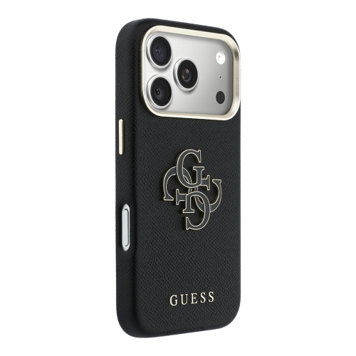 Guess для iPhone 17 Pro Max чехол Saffiano Full Wrapped 4G Big Resin logo Metal Cam Hard Black