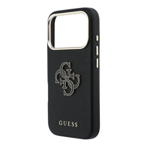 Guess для iPhone 17 Pro Max чехол Saffiano Full Wrapped 4G Big Resin logo Metal Cam Hard Black