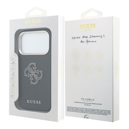 Guess для iPhone 17 Pro Max чехол Saffiano Full Wrapped 4G Big Resin logo Metal Cam Hard Black