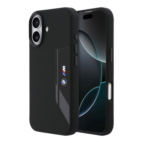 BMW для iPhone 17 чехол M-series Liquid silicone Vertical logo Hard Black (MagSafe)
