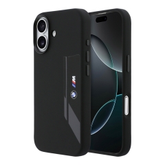 BMW для iPhone 17 чехол M-series Liquid silicone Vertical logo Hard Black (MagSafe)