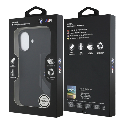 BMW для iPhone 17 чехол M-series Liquid silicone Vertical logo Hard Black (MagSafe)