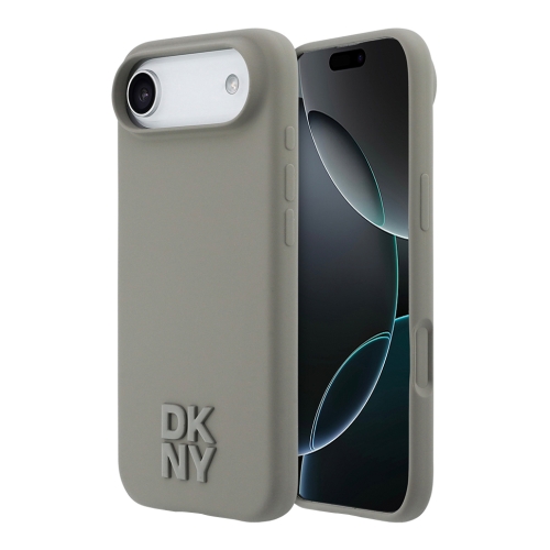 DKNY для iPhone Air чехол Liquid Silicone Stack Metal logo Hard Beige (MagSafe)
