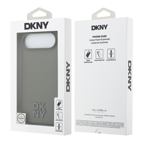 DKNY для iPhone Air чехол Liquid Silicone Stack Metal logo Hard Beige (MagSafe)