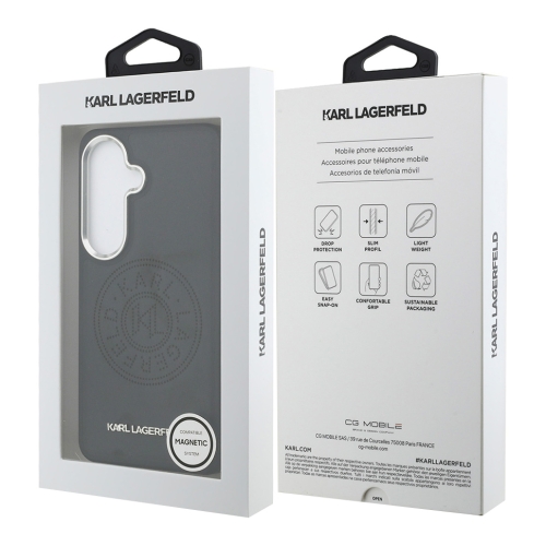 Karl Lagerfeld для Galaxy S26 чехол PU Perforated Round logo Metal camera Hard Black (MagSafe)