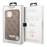 Чехол Guess PU 4G Plate metal logo Hard для iPhone 13, коричневый (Magsafe)