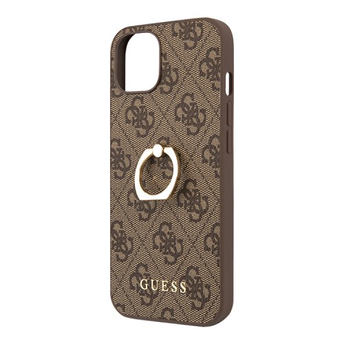 Чехол Guess PU 4G + Ring Hard для iPhone 14 Plus, коричневый