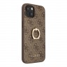 Чехол Guess PU 4G + Ring Hard для iPhone 14 Plus, коричневый