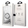 Чехол Lagerfeld Liquid glitter RSG logo Hard для iPhone 14, серебристый