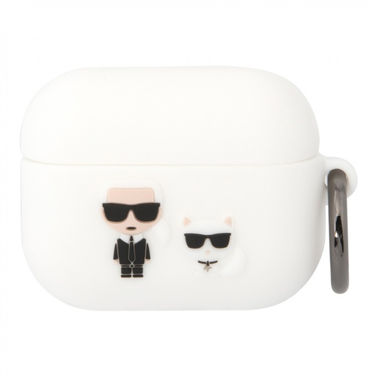 Чехол Lagerfeld Silicone case with ring Karl & Choupette для Airpods Pro, белый