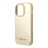 Чехол Guess PU Croco metal logo Hard для iPhone 14 Pro Max, золотой