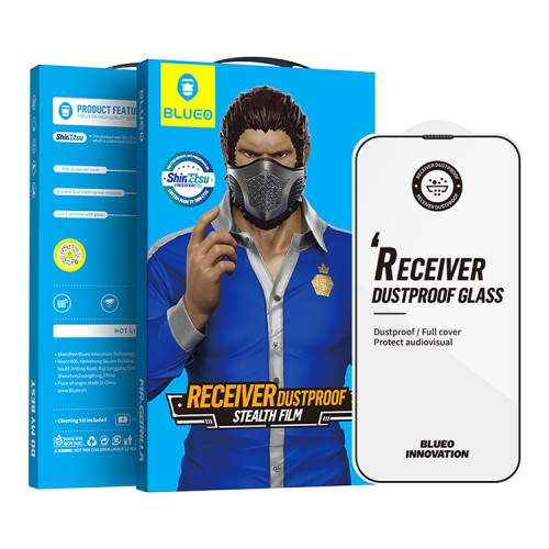 Защитное стекло BLUEO Large arc Dustproof для iPhone 14 | 13 | 13 Pro, черная рамка