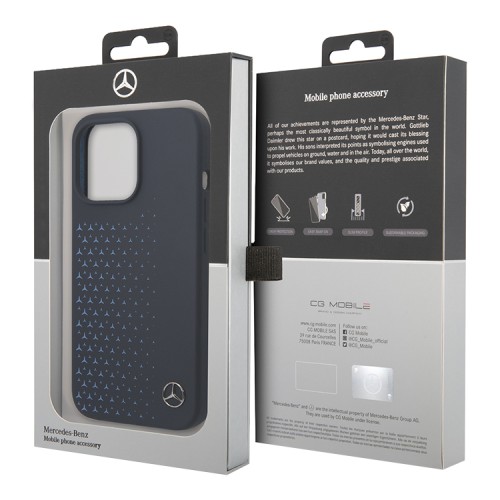 Чехол Mercedes Liquid Silicone Stars Horyzontal Hard для iPhone 14 Pro Max, синий