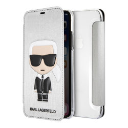 Чехол Karl Lagerfeld Iconic Karl Booktype для iPhone X/XS, серебристый