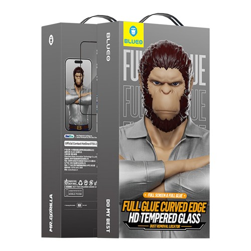 BlueO стекло для iPhone 15 Pro Max, 3D Curved Hot Bending Black (+installer)