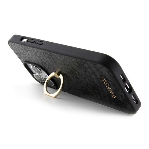 Guess для iPhone 15 Pro чехол PU 4G + Ring Hard Grey