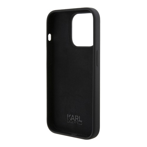 Karl Lagerfeld для iPhone 15 Pro Max чехол Liquid Silicone Metal Autograph Hard Black