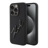 Karl Lagerfeld для iPhone 15 Pro Max чехол Liquid Silicone Metal Autograph Hard Black