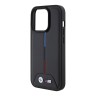 BMW для iPhone 15 Pro Max чехол M-Collection PU Quilted Tricolor Hard Black
