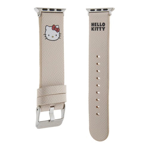 Hello Kitty для Apple Watch 42-41-40 mm ремешок PU Grained leather 3D Rubber Kitty Head Beige