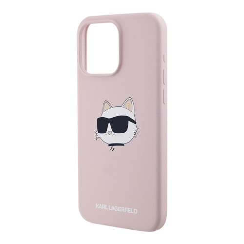 Karl Lagerfeld для iPhone 15 Pro чехол Liquid Silicone NFT Choupette Head Hard Pink (MagSafe)