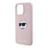 Karl Lagerfeld для iPhone 15 Pro чехол Liquid Silicone NFT Choupette Head Hard Pink (MagSafe)